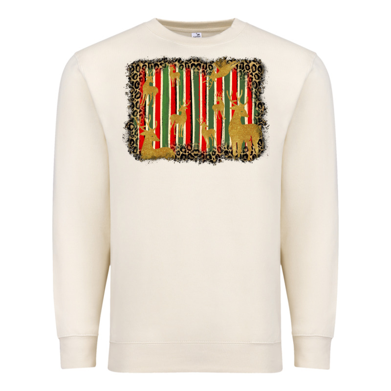 Christmas Reindeers Leopard Background Premium Sweatshirt by BarkalooDesign | Teevron