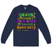 Navy beads parades king cake crawfish mardi gras Long Sleeve Tee - FaDigitalArtStudio