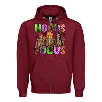 Burgundy hocus pocus skeleton Zipper Hoodie - AdoDesignShop