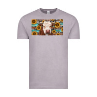 Vintage Zinc Heifer With Sunflower And Serape Vintage Tee - RanaPortraitStore