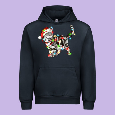 Christmas American Shorthair Cat Urban Hoodie Designed By Lillyallendesigns