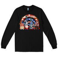 Black 4th of July rainbow with gnomes Long Sleeve Tee - CowGirlArtShop