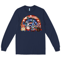 Navy 4th of July rainbow with gnomes Long Sleeve Tee - CowGirlArtShop