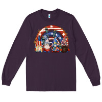 Plum 4th of July rainbow with gnomes Long Sleeve Tee - CowGirlArtShop