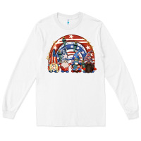 White 4th of July rainbow with gnomes Long Sleeve Tee - CowGirlArtShop