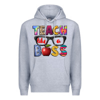 Heather Grey teach like a boss Premium Hoodie - NancyCooperArtShop