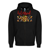 Black Christmas blessed mom Zipper Hoodie - JahusDesignShop