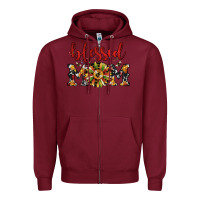 Burgundy Christmas blessed mom Zipper Hoodie - JahusDesignShop