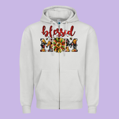 Christmas Blessed Mom Zipper Hoodie Designed By Jahusdesignshop