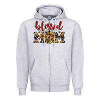 Heather Grey Christmas blessed mom Zipper Hoodie - JahusDesignShop