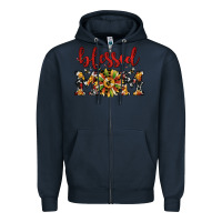 Navy Christmas blessed mom Zipper Hoodie - JahusDesignShop