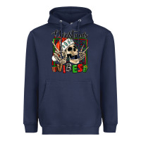 Navy christmas vibes skeleton Heavyweight Hoodie - Jasminsmagicworld