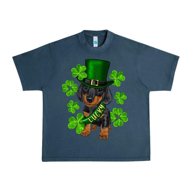 St. Patrick's Day Lucky Dachshund Puppy Urban Heavy Tee by RanaPortraitStore | Teevron