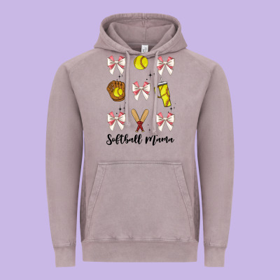 Softball Coquette Bow Vintage Hoodie Designed By Jahusdesignshop