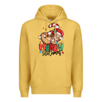 Antique Gold merry slothmas Premium Hoodie - MaliasSmallBusiness