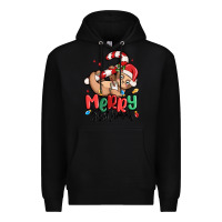 Black merry slothmas Premium Hoodie - MaliasSmallBusiness