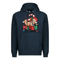 Navy merry slothmas Premium Hoodie - MaliasSmallBusiness