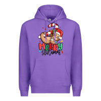 Purple merry slothmas Premium Hoodie - MaliasSmallBusiness
