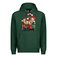 Sports Green merry slothmas Premium Hoodie - MaliasSmallBusiness