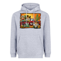 Heather Grey western truck cowboy gnome background Heavyweight Hoodie - BarkalooDesign