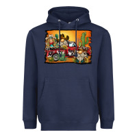 Navy western truck cowboy gnome background Heavyweight Hoodie - BarkalooDesign