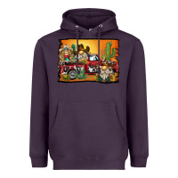 Plum western truck cowboy gnome background Heavyweight Hoodie - BarkalooDesign