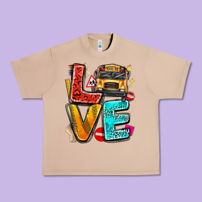 Love School Bus Urban Heavy Tee Designed By Texasbilliewilder