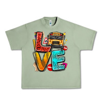Oil Green love school bus Urban Heavy Tee - texasbilliewilder