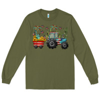 Army Green 4th of july tractor Long Sleeve Tee - CowGirlArtShop