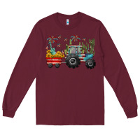 Burgundy 4th of july tractor Long Sleeve Tee - CowGirlArtShop