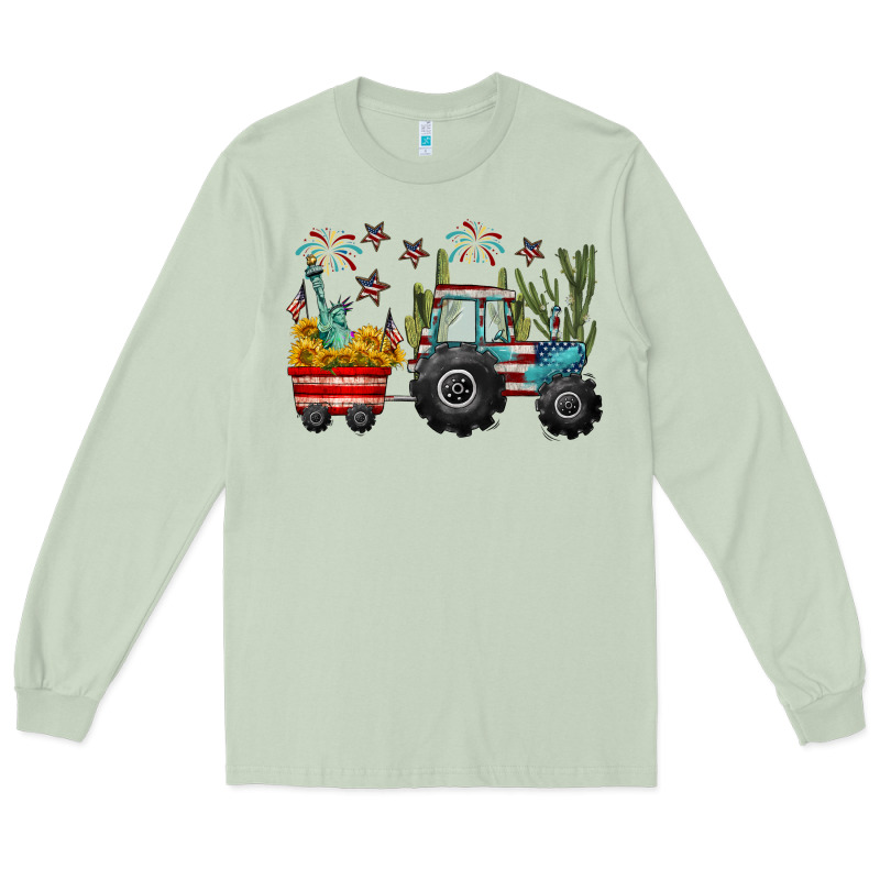 4th Of July Tractor Long Sleeve Tee by CowGirlArtShop | Teevron