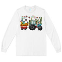 White 4th of july tractor Long Sleeve Tee - CowGirlArtShop
