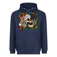 Navy Christmas happy skeleton Heavyweight Hoodie - Jasminsmagicworld