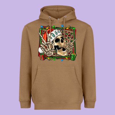 Christmas Happy Skeleton Heavyweight Hoodie Designed By Jasminsmagicworld