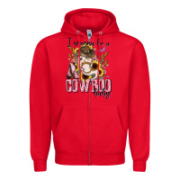 Red i wanna be a cowboo baby halloween Zipper Hoodie - AdoDesignShop