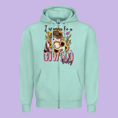 I Wanna Be A Cowboo Baby Halloween Zipper Hoodie Designed By Adodesignshop