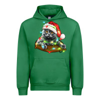 Emerald christmas scottish fold cat Urban Hoodie - LillyAllenDesigns