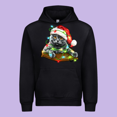 Christmas Scottish Fold Cat Urban Hoodie Designed By Lillyallendesigns