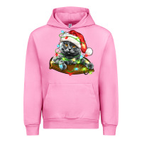 Fuchsia Pink christmas scottish fold cat Urban Hoodie - LillyAllenDesigns