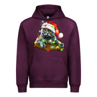 Mauve Wine christmas scottish fold cat Urban Hoodie - LillyAllenDesigns