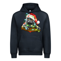 Navy christmas scottish fold cat Urban Hoodie - LillyAllenDesigns