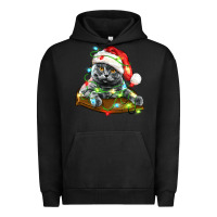 Pigment Black christmas scottish fold cat Urban Hoodie - LillyAllenDesigns