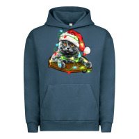 Pigment Midnight Navy christmas scottish fold cat Urban Hoodie - LillyAllenDesigns