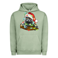 Pigment Oil Green christmas scottish fold cat Urban Hoodie - LillyAllenDesigns