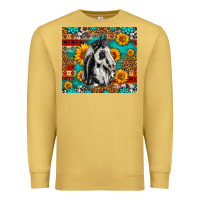 Antique Gold Aztec Sunflowers Horse Premium Sweatshirt - LillyAllenDesigns