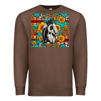 Chestnut Aztec Sunflowers Horse Premium Sweatshirt - LillyAllenDesigns