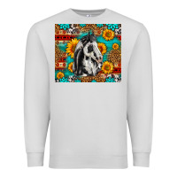Dove Grey Aztec Sunflowers Horse Premium Sweatshirt - LillyAllenDesigns