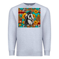 Heather Grey Aztec Sunflowers Horse Premium Sweatshirt - LillyAllenDesigns