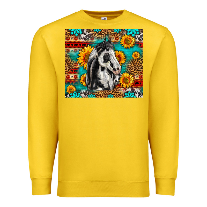 Aztec Sunflowers Horse Premium Sweatshirt by LillyAllenDesigns | Teevron