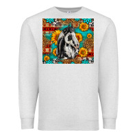 Oatmeal Heather Aztec Sunflowers Horse Premium Sweatshirt - LillyAllenDesigns